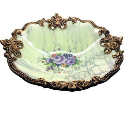 9096_top_Vintage Fruit Bowl in Gold Trimming with Marble Prints