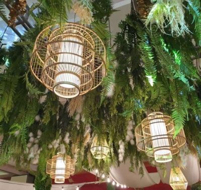 Rattan Ellipse Shaped Ceiling Lamp rental