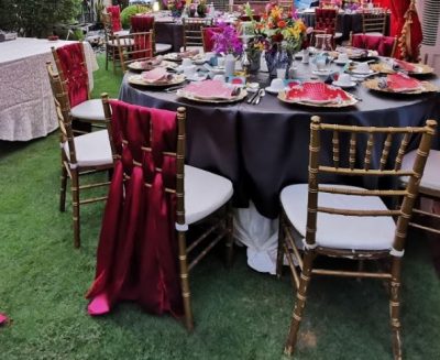 Red Satin Tie wedding decorations rental